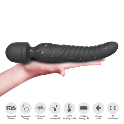 Vibratore molle del dildo del collo dell'estremità del massaggiatore del riscaldamento della bacchetta intelligente doppia di avoirdupois