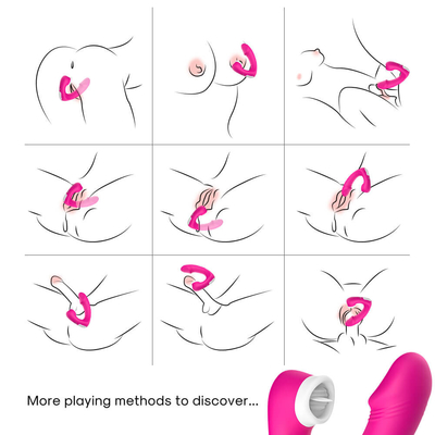 2 femminili in 1 lingua del sesso che lecca vibratore, giocattoli adulti del sesso di Clit della novità