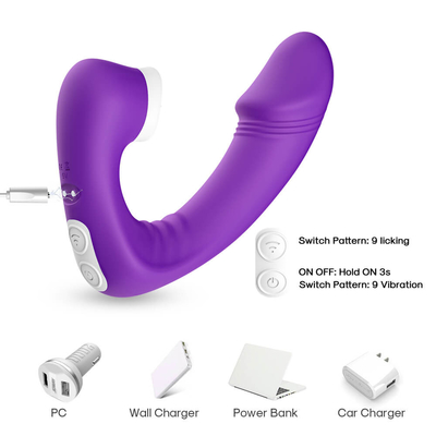 2 femminili in 1 lingua del sesso che lecca vibratore, giocattoli adulti del sesso di Clit della novità