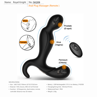 Vibratore maschio del masturbatore del massaggiatore impermeabile telecomandato pieghevole della prostata