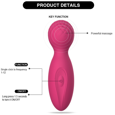 Massaggiatore posteriore senza cordone IPX6 del dildo del silicone di FDA del corpo della bacchetta di rosa a 4 pollici rosso del massaggiatore