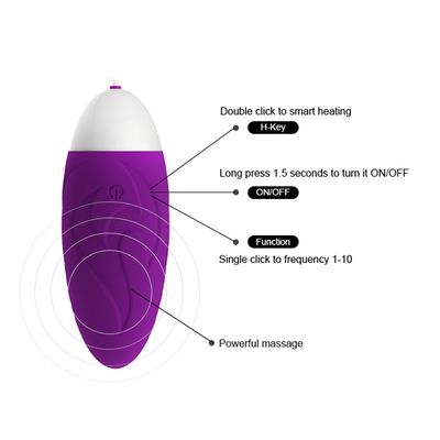 Giocattolo potente romantico di vibrazione di riscaldamento del sesso di porpora di 10 di velocità del silicone uova di amore