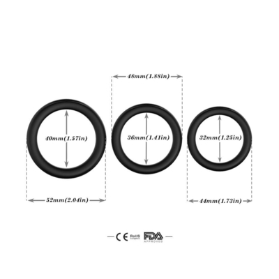 Tre in una dimensione 52mm dell'anello IPX7 del gallo delle glande del silicone grande per l'eiaculazione di ritardo