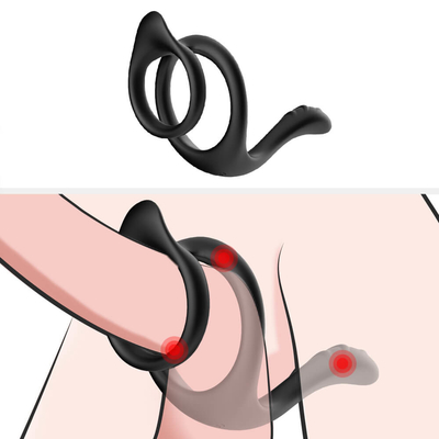 Doppi anelli completi di costruzione del pene del silicone di Ring Sex Toy 80x70x50mm del pene del ciclo