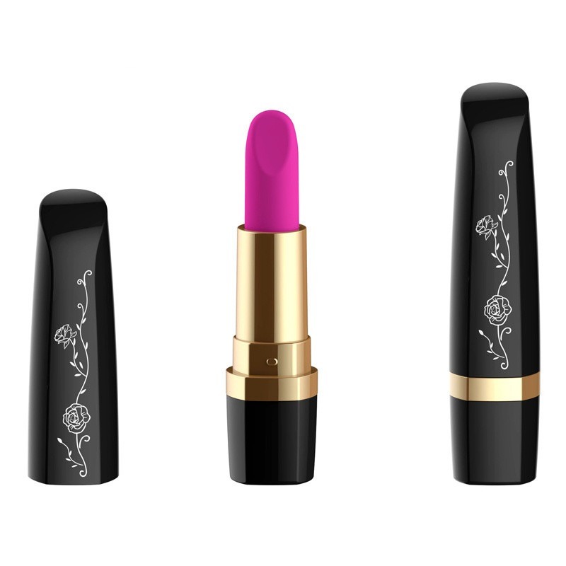 100mm 6V vibratore nero di Rose Sex Toys Pink Lipstick di 50 minuti per il giocattolo del sesso delle ragazze