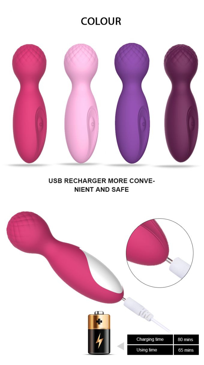 Massaggiatore del corpo dell'edizione di amore della bacchetta del corpo di vibrazione di G del silicone del raso di 10 funzioni mini
